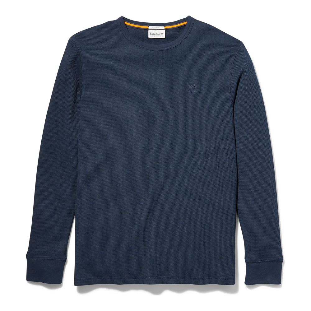 Timberland Mens Shirts Wharf River Waffle-Knit Crewneck - Navy - India IW4897125